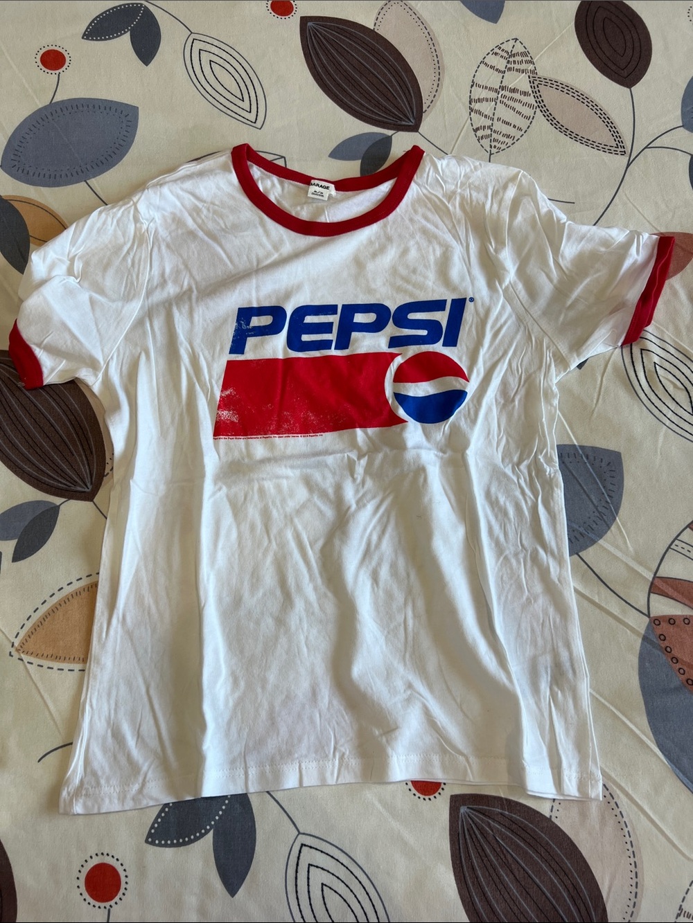 Pepsi White Tee with Blue & Red Logo